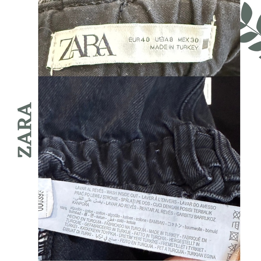 🛍️3/$40 ZARA High-Rise Paperbag Waist Black Jeans Size 8 - Picture 7 of 7